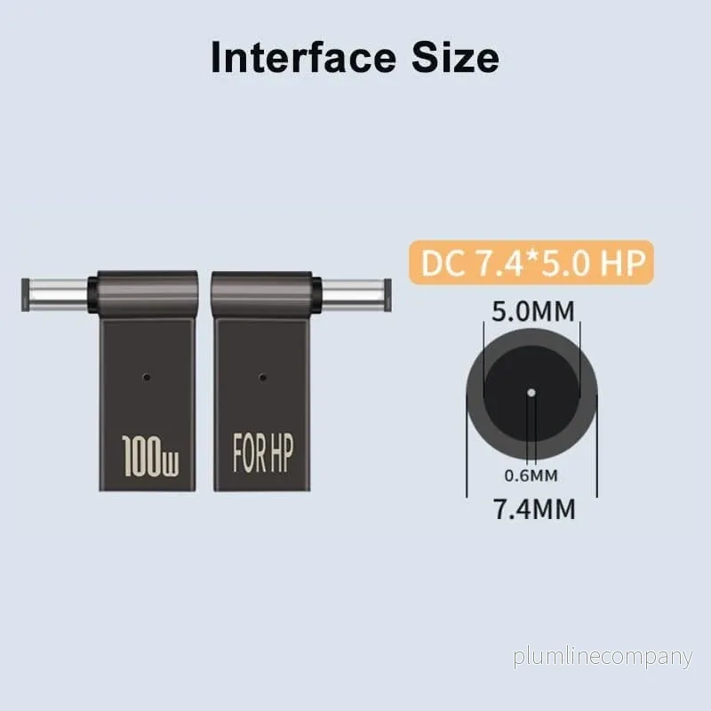 NÖRDIC USB-C till Laptopladdningsadapter, USB-C till DC-kontakt, 100W PD, DC 7,4×5,0mm för HP - Bild 2