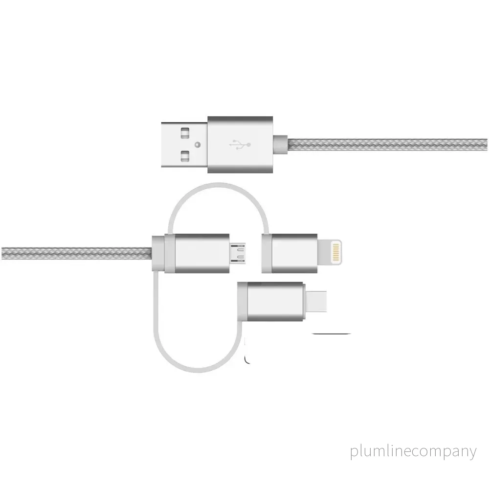 NÖRDIC 3 i 1 Laddningskabel USB A till 1x Non MFI Lightning, 1xUSB C och 1x Mikro USB, Space grey 1m NÖRDIC 3 i 1 Laddningskabel USB A till 1x Non MFI Lightning, 1xUSB C och 1x Mikro USB, Space grey 1m