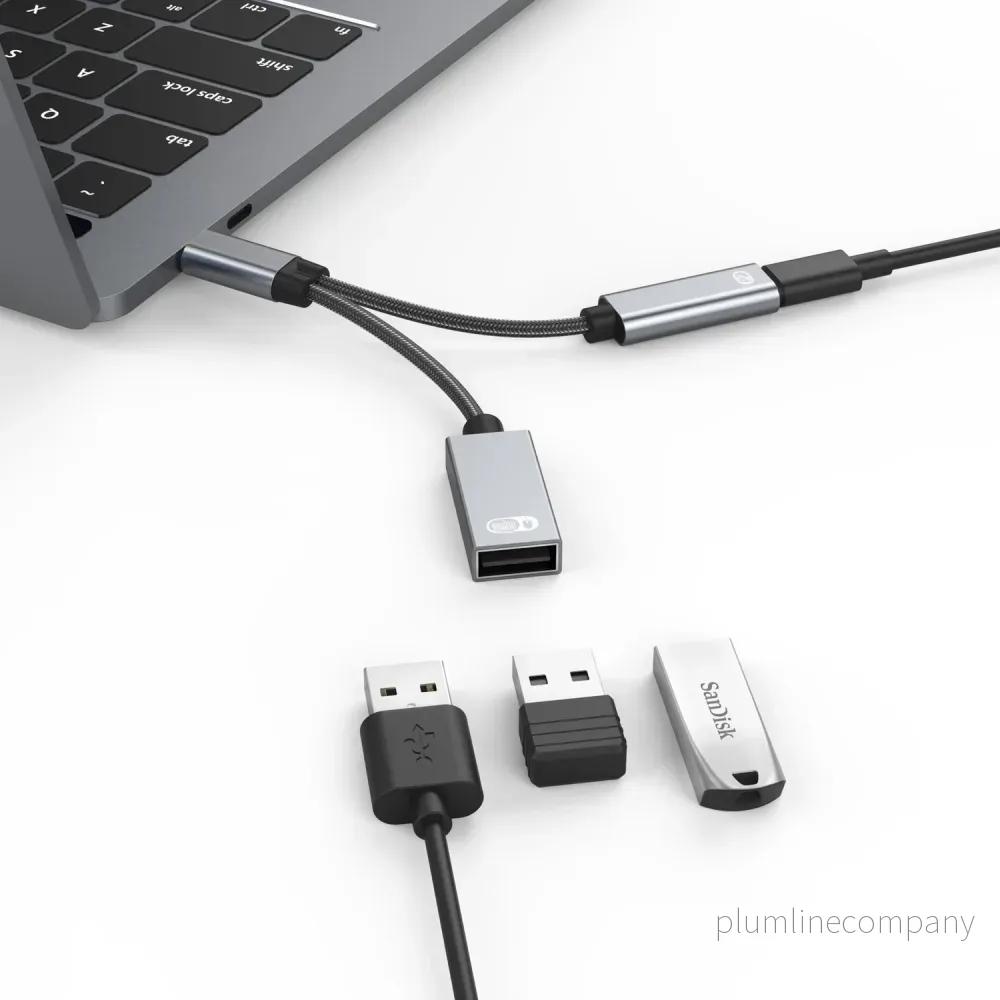 NÖRDIC USB-C hub 2 portar 1x USB-A 2.0 1x USB-C PD 3.0 60W - Bild 2
