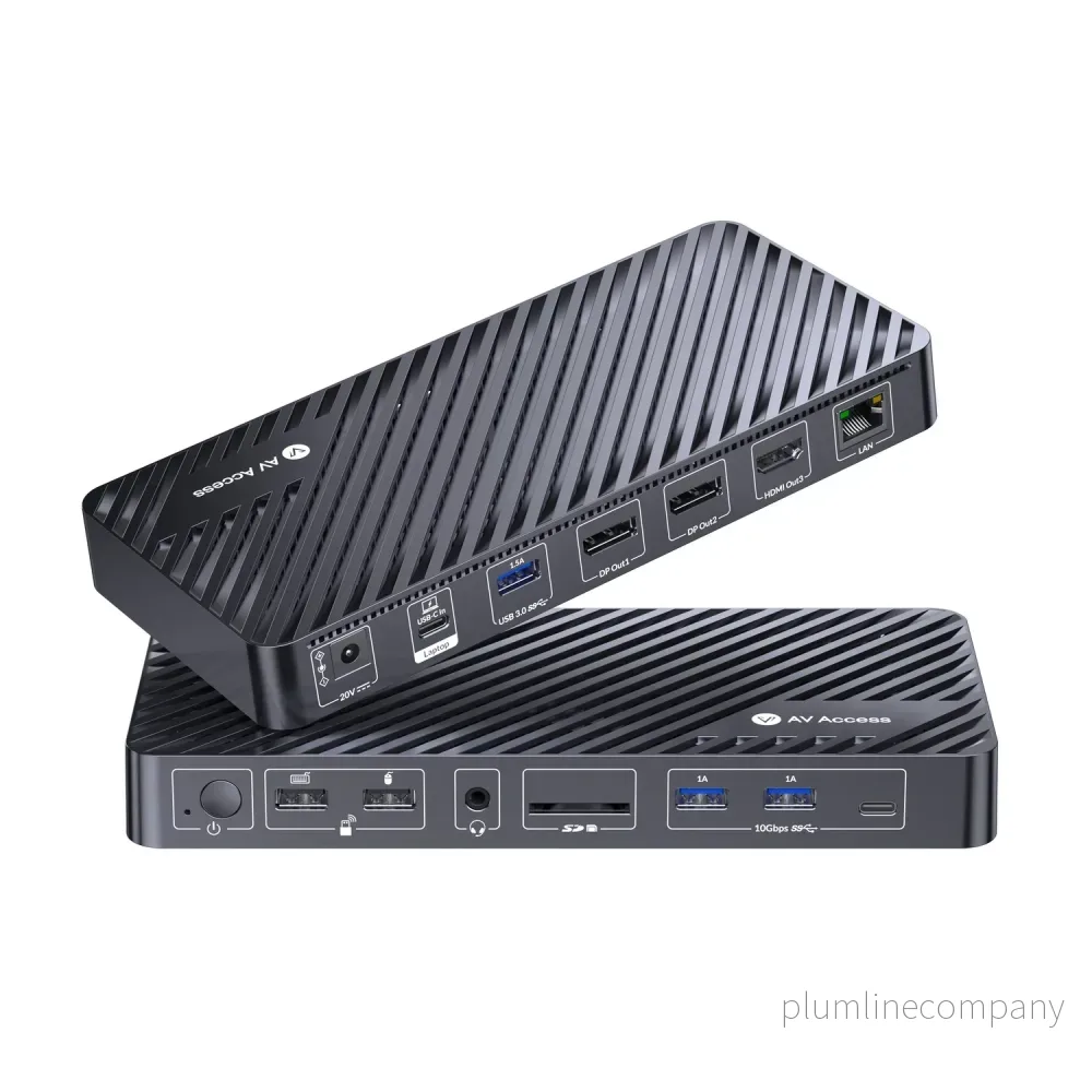 AV Access KD-S03 1 till 12 USB-C Dockningsstation med trippel skärm 2xDP 1xHDMI 4K60Hz 2K 144Hz PD100W AV Access KD-S03 1 till 12 USB-C Dockningsstation med trippel skärm 2xDP 1xHDMI 4K60Hz 2K 144Hz PD100W
