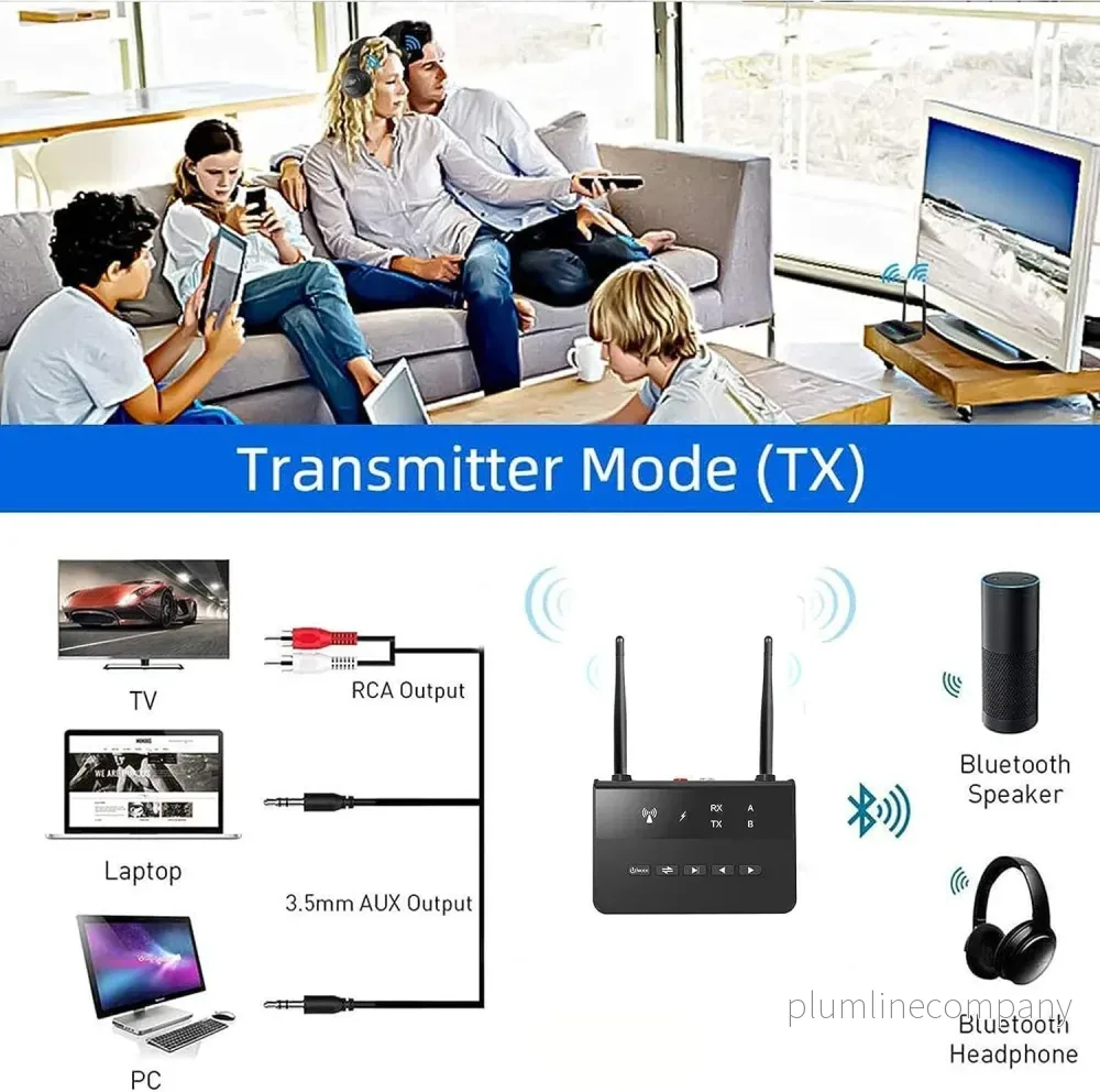NÖRDIC Bluetooth 5.2 trådlös sändare och mottagre DAC Qualcomm aptX Adaptive aptX HD 3.5mm AUX RCA - Bild 3
