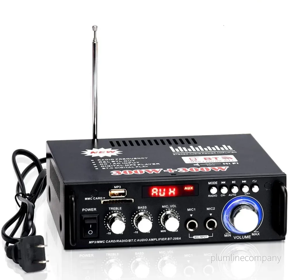 NÖRDIC Bluetooth 5.0 Stereo amplifier 2x40W AUX/USB/BT Audio förstärkare med FM mottagare, 2xMIC input NÖRDIC Bluetooth 5.0 Stereo amplifier 2x40W AUX/USB/BT Audio förstärkare med FM mottagare, 2xMIC input