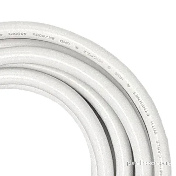 NÖRDIC CERTIFIED CABLES 2m Ultra High Speed HDMI2.1 8K 60Hz 4K 120Hz 144Hz 48Gbps Dynamic HDR eARC Game Mode VRR Dolby ATMOS guldpläterad PVC vit - Bild 3