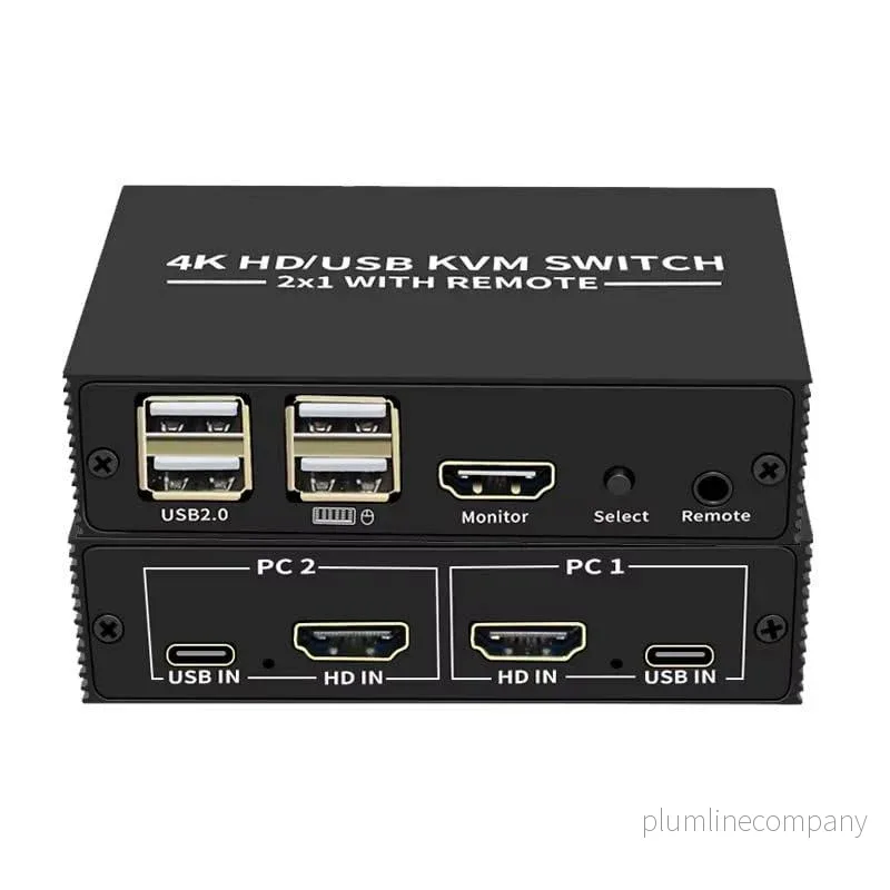 NÖRDIC KVM Switch 2 till 1 HDMI 2.0 4K60Hz för PC, Xbox, PS5 och bärbar med 4xUSB portar NÖRDIC KVM Switch 2 till 1 HDMI 2.0 4K60Hz för PC, Xbox, PS5 och bärbar med 4xUSB portar