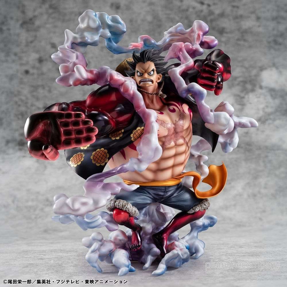 One Piece Portrait.Of.Pirates SA-Maximum PVC-figur Monkey D. Luffy Gear 4 Bounce-Man 10th Limited Ver. 30 cm