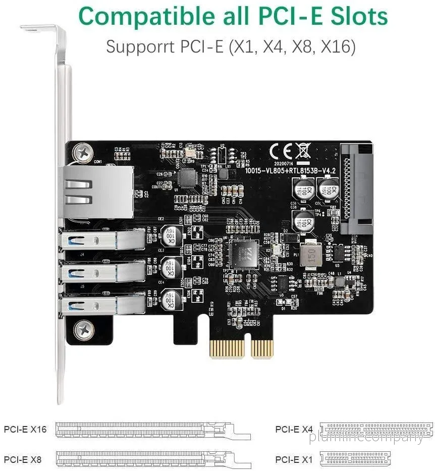 Maiwo KC015 PCI Express x1kort till 3xUSB3.0 5Gbps och 1x Gigabit Ethernet - Bild 2