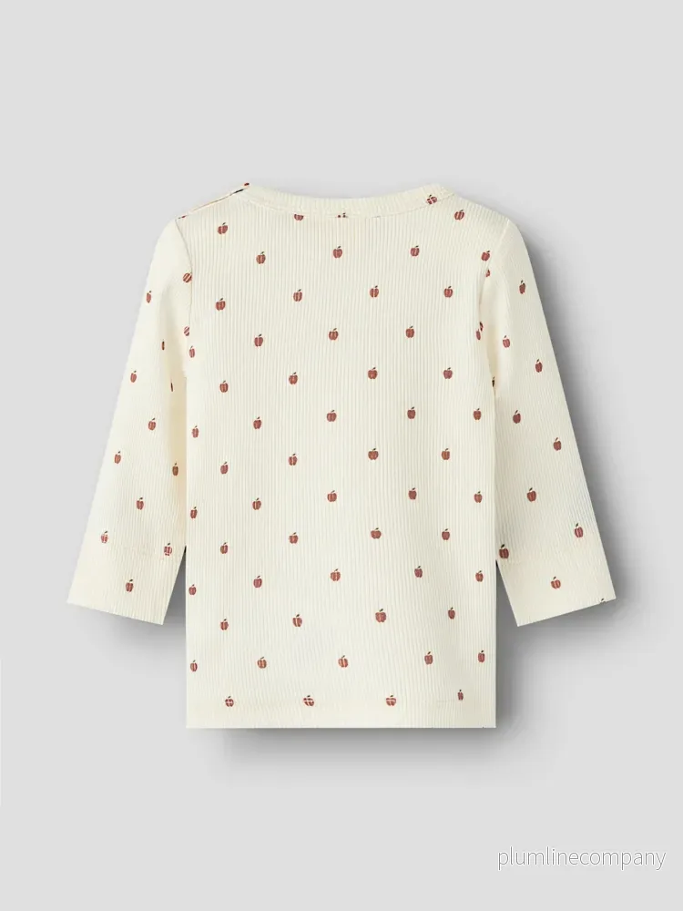 Ribbad T-Shirt i organisk bomull - NBNGAGO KIM LS SLIM TOP LIL - Turtledove APPLE - Bild 2