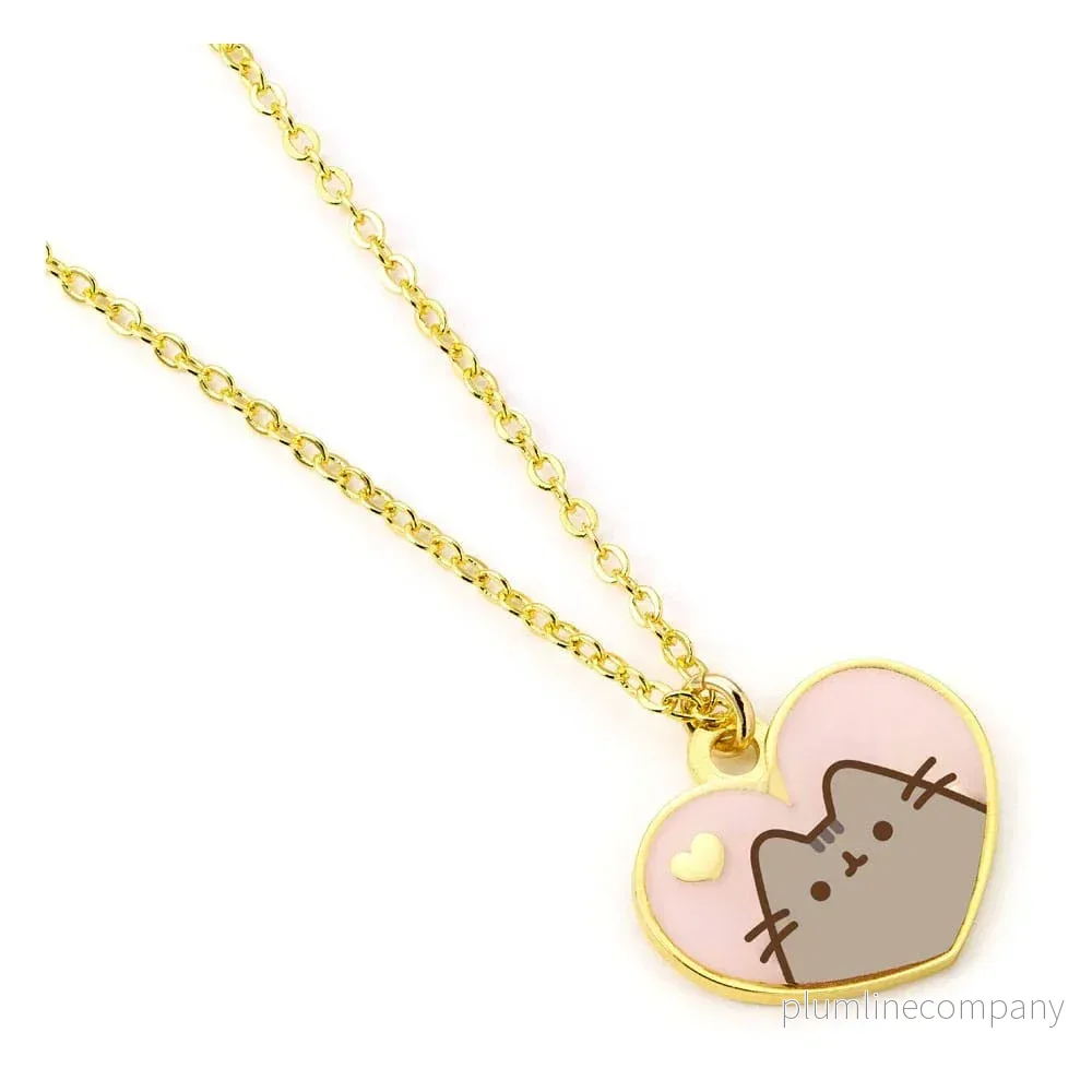 Pusheen Hänge & Halsband i Rosa och Guld Hjärta - Bild 3