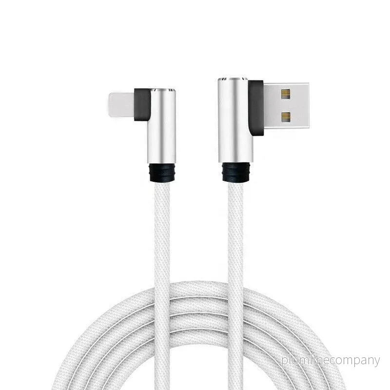 NÖRDIC Vinklad Lightning (Non MFI) till vinklad USB A kabel för synkning och laddning vit 1m NÖRDIC Vinklad Lightning (Non MFI) till vinklad USB A kabel för synkning och laddning vit 1m
