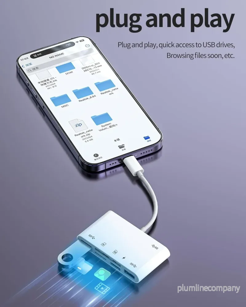NÖRDIC Lightning Kortläsare 2 Slot SD, MicroSD 3xUSB-A 1xLightning-laddning UHS-I - Bild 3
