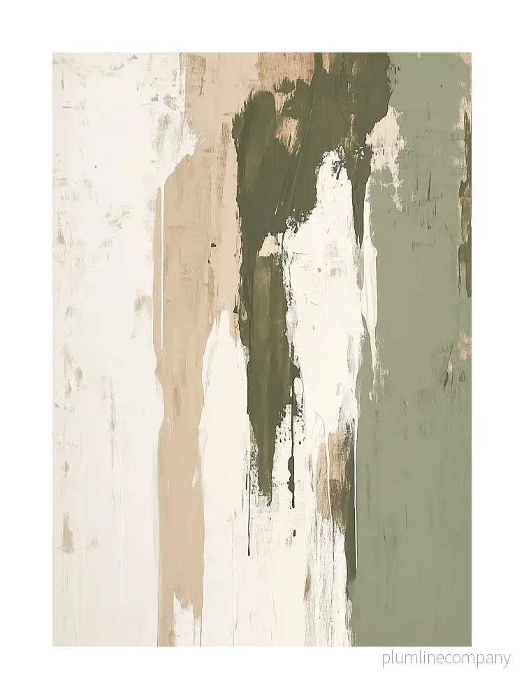 Vertical Olive Abstract Paint Poster