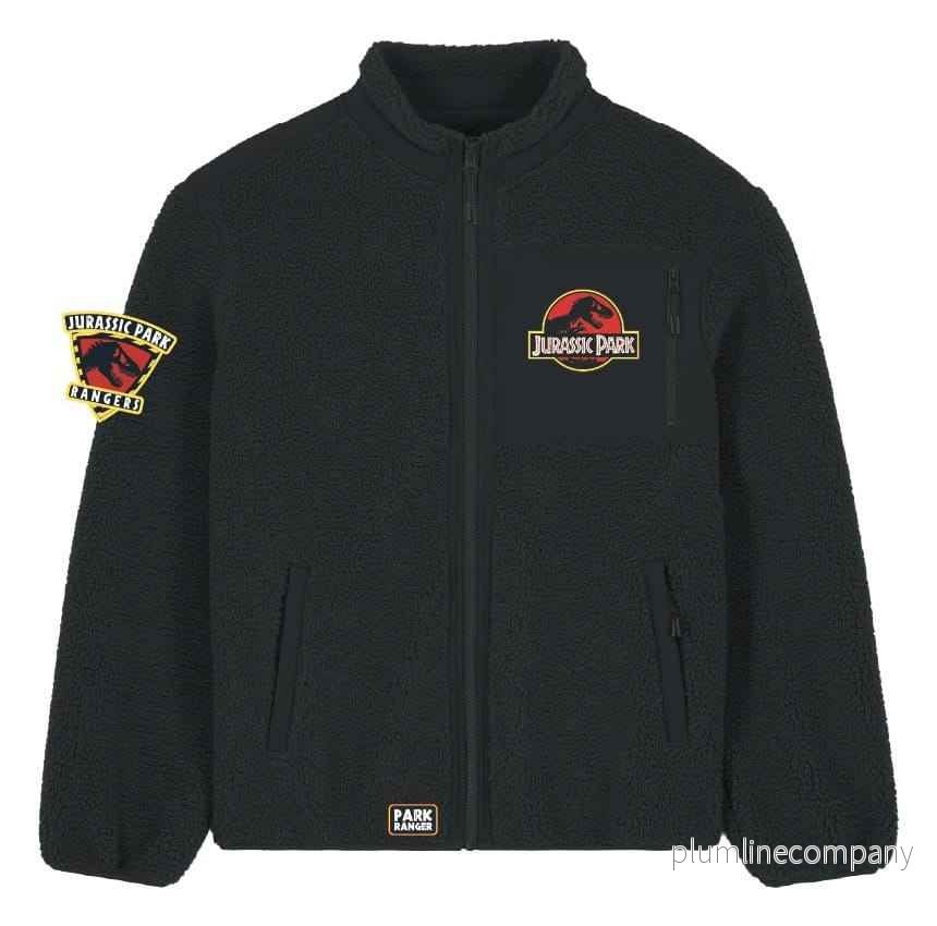 Jurassic Park Sherpa Jacka med Logga Storlek L Jurassic Park Sherpa Jacka med Logga Storlek L