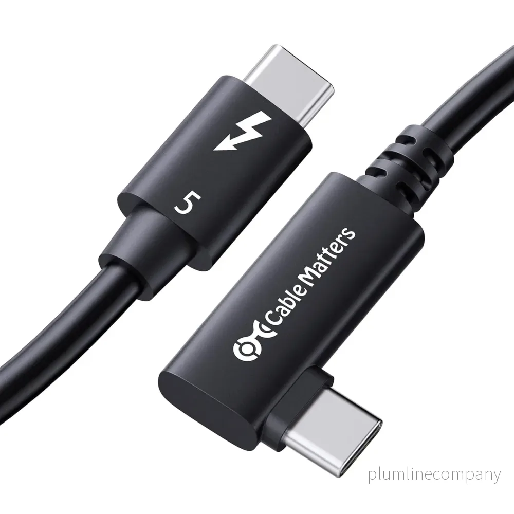 Cable Matters Intel Certifierad 80G Thunderbolt 5 Kabel med vinklad kontakt 240W laddningskapacitet – 0,8m, Kompatibel med Thunderbolt 4, USB4 och USB-C, Svart