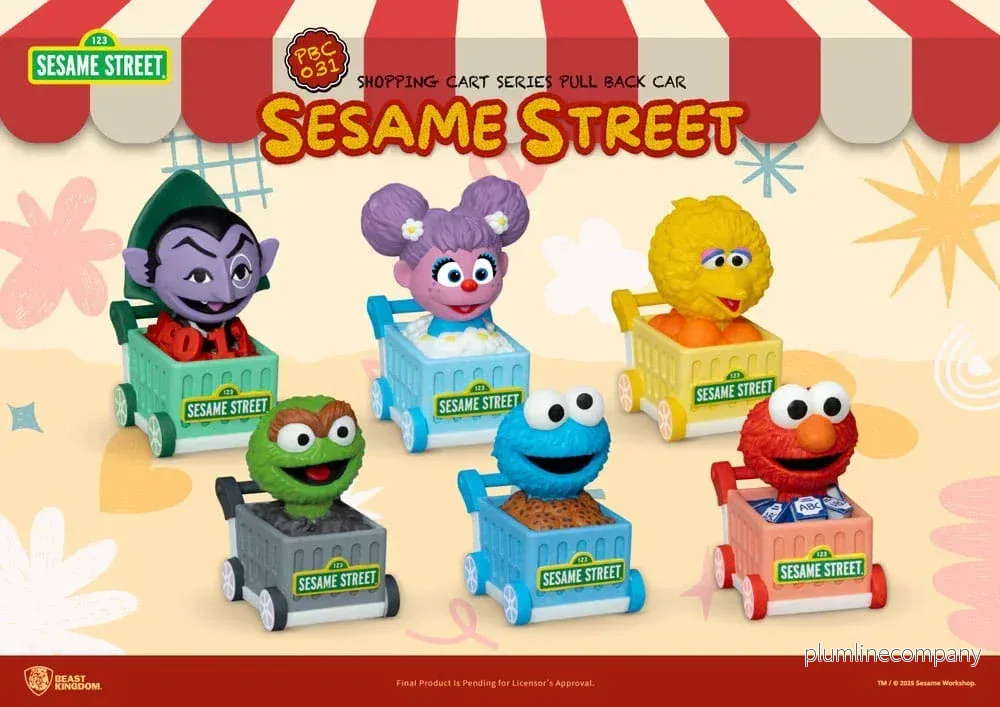 Sesame Street Pull Back Cars Shopping Cart Blind Box (6) 5 cm Sesame Street Pull Back Cars Shopping Cart Blind Box (6) 5 cm