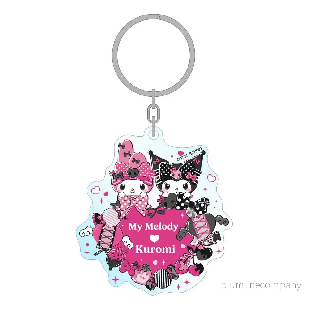 Sanrio Pink Black Party Series Acrylic Nyckelring My Melody & Kuromi 7 cm Sanrio Pink Black Party Series Acrylic Nyckelring My Melody & Kuromi 7 cm