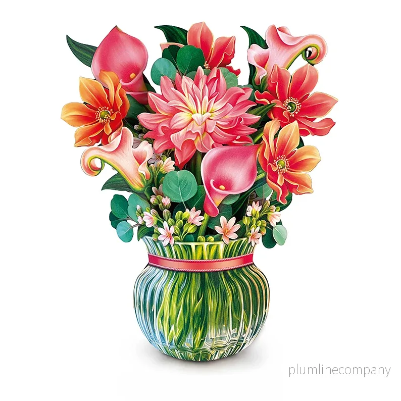 Pop-up kort, Dahlia i vas Pop-up kort, Dahlia i vas