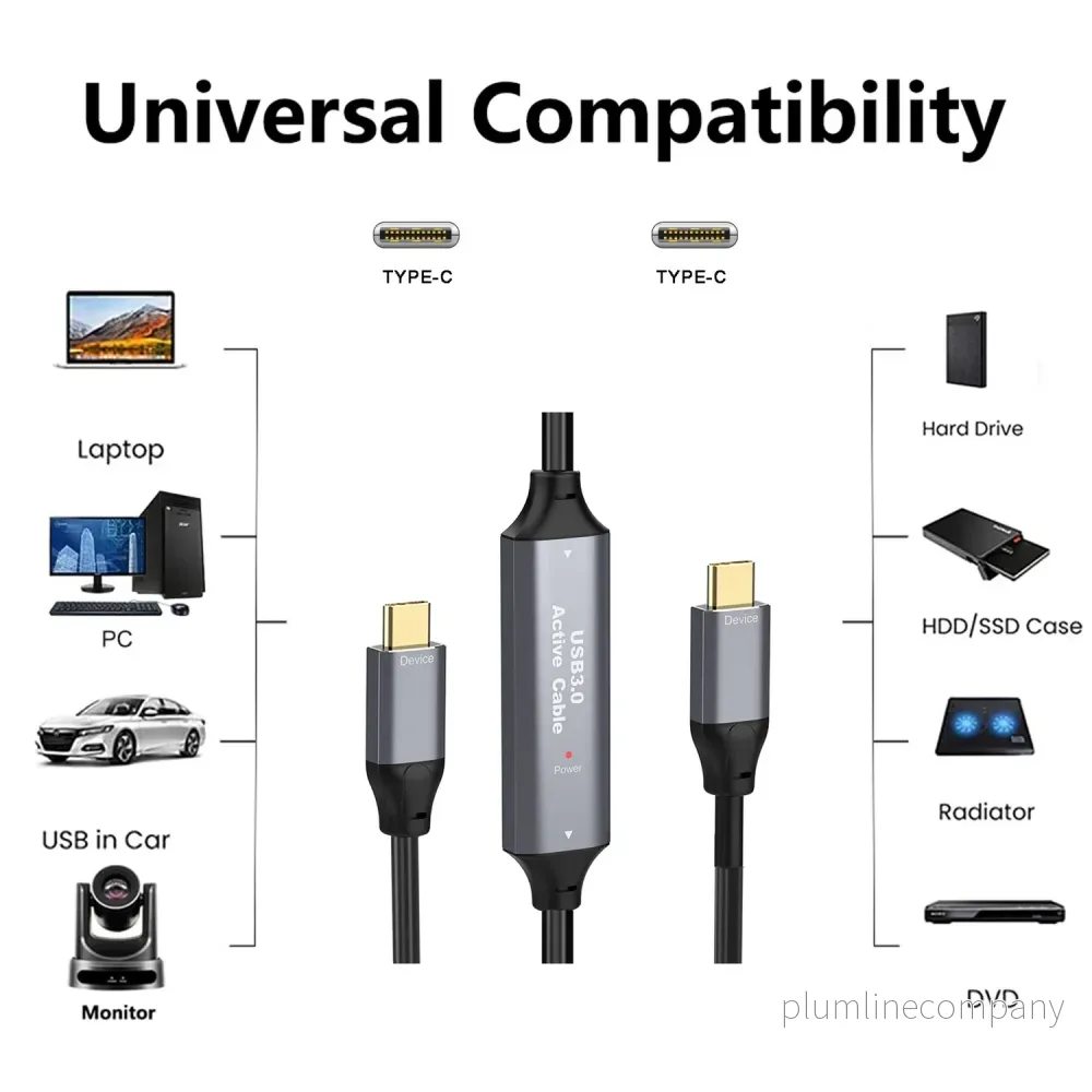 NÖRDIC 10m Aktiv USB 3.0 C till C-kabel, 5Gbps Super Speed USB-kabel - Bild 2