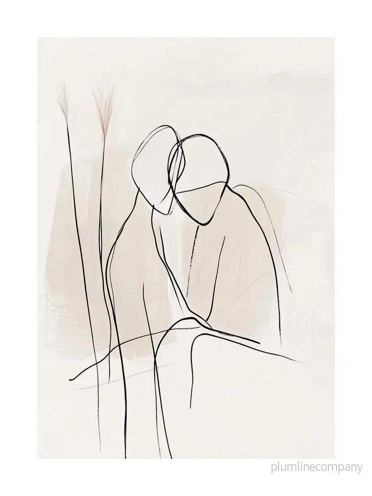 Minimalist Couple Embrace Poster