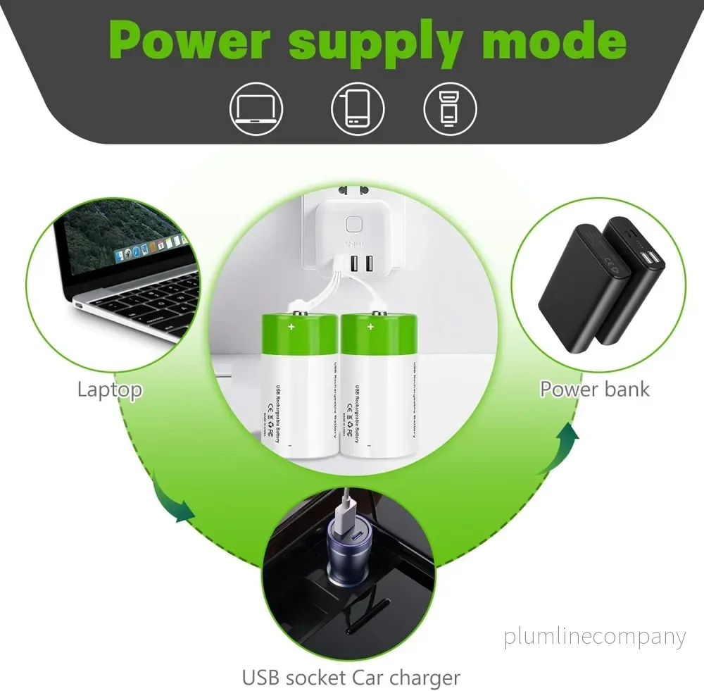 NÖRDIC USB-C Uppladdningsbara batterier 2-pack D/LR20 - Bild 2