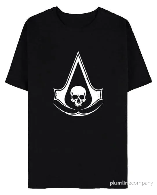 Assassin’s Creed T-shirt Svart Flagga Resynkad Skalle Assassin’s Creed T-shirt Svart Flagga Resynkad Skalle