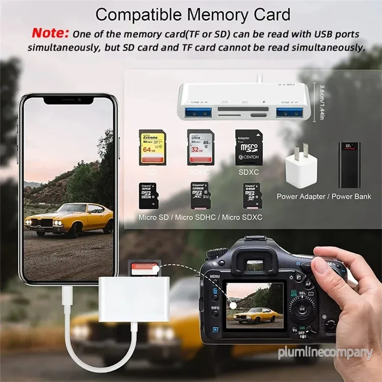 NÖRDIC USB-C Kortläsare 2 Slot SD, MicroSD 3xUSB-A 1xUSB-C Laddning 30W UHS-I - Bild 3