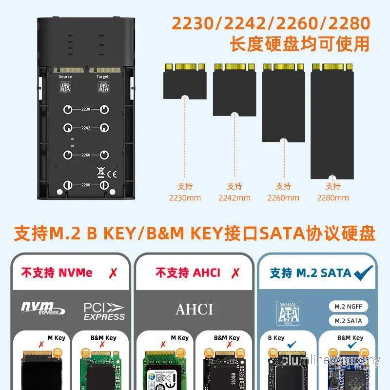 Maiwo K2022S extern kabinett för hårddiskkloning M.2 SATA SSD USB3.2 5Gbps 1:1 - Bild 2