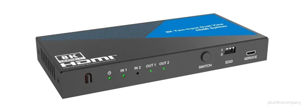 NÖRDIC HDMI Splitter 2 in 2 ut, 8K@60Hz/4K@120Hz, 40Gbps, Dolby Vision Pass-Through, HDCP 2.3, automatisk EDID-hantering