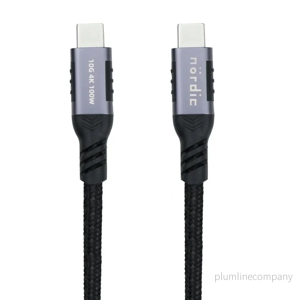 NÖRDIC 25cm USB3.2 Gen2 SuperSpeed USB 10Gbps USB-C till C nylonflätad kabel med Power Delivery 100W, 4K60Hz video och Emarker NÖRDIC 25cm USB3.2 Gen2 SuperSpeed USB 10Gbps USB-C till C nylonflätad kabel med Power Delivery 100W, 4K60Hz video och Emarker