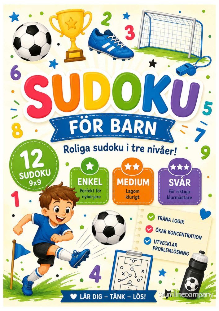 Sudoku 9×9 för äldre barn – 12 roliga sudoku i tre nivåer