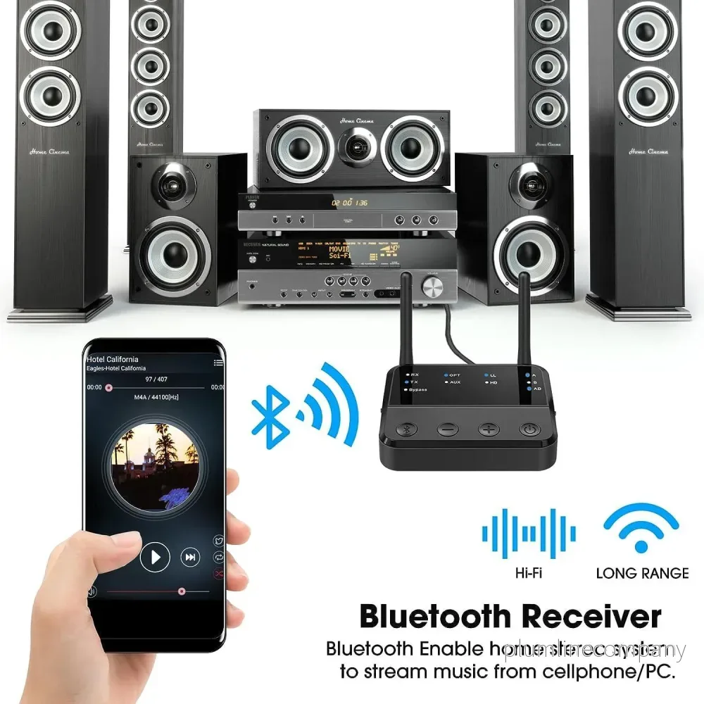 NÖRDIC Bluetooth 5.2 trådlös sändare dual link mottagare DAC Qualcomm aptXLL aptX HD 3.5mm AUX RCA optisk - Bild 2