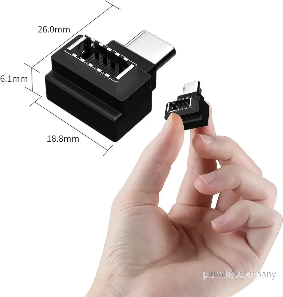NÖRDIC Type E hona till USB-C hane 90 graders vinklad adapter NÖRDIC Type E hona till USB-C hane 90 graders vinklad adapter
