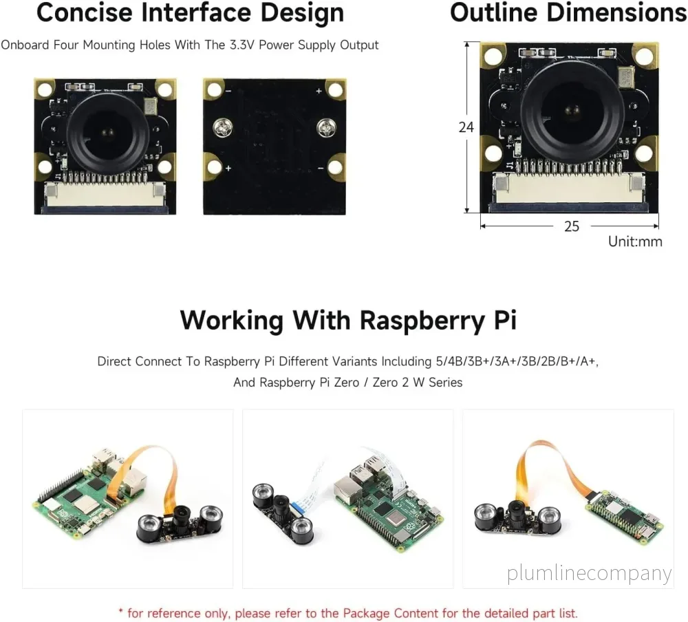 Waveshare Raspberry Pi Camera (F) 5MP OV5647 Night Vision Kameramodul Kit, 1080p IR-kamera med webbkamerafunktion för alla versioner av Raspberry Pi - Bild 3