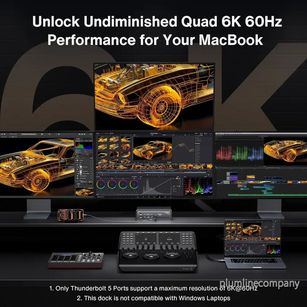 iVANKY 26-i-1 FusionDock Ultra Dual Thunderbolt 5 10GbE MacBook-dockningsstation 4x6K/Trippel 8K M1-M5 Pro/Max 120Gbps 240W Inkompatibel med Windows - Bild 3