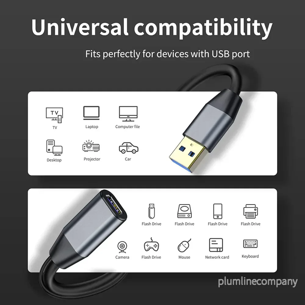 NÖRDIC Aktiv 5m USB3.1 förlängningskabel 5Gbps extension USB A hane till hona för Xbox, PS5, Oculus, skrivare, scanner, Playstation, VR - Bild 2