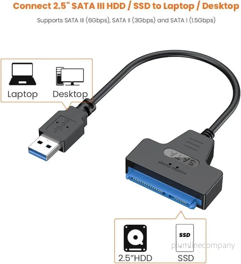 NÖRDIC USB-A till SATA adapter 2,5 SATA III HDD 5Gbps - Bild 3