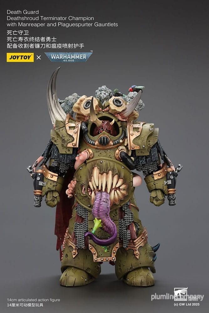 Warhammer 40k Action Figur 1/18 Death Guard Deathshroud Terminator Champion med Manreaper och Plaguespurter Gauntlets 14 cm Warhammer 40k Action Figur 1/18 Death Guard Deathshroud Terminator Champion med Manreaper och Plaguespurter Gauntlets 14 cm