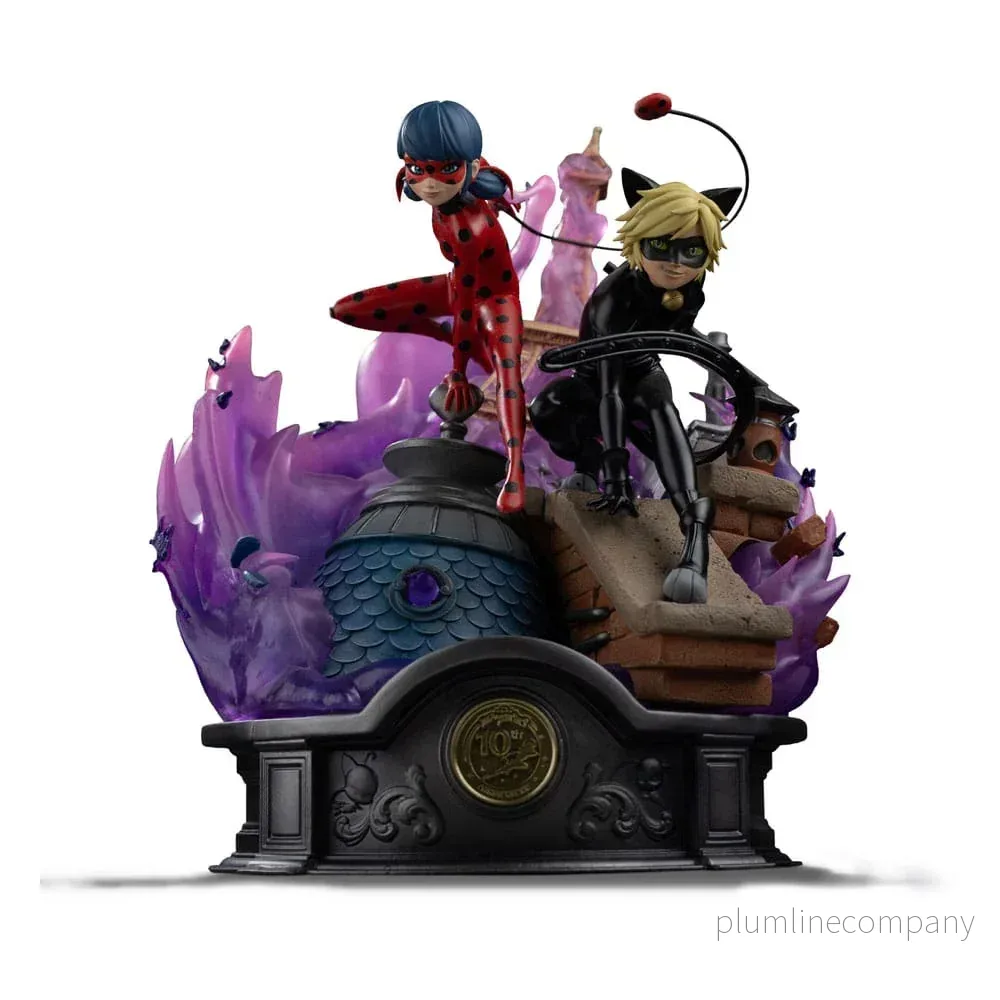 Miraculous Deluxe Art Scale Figur 1/10 Lady Bug och Cat Noir Signerad Utgåva 23 cm