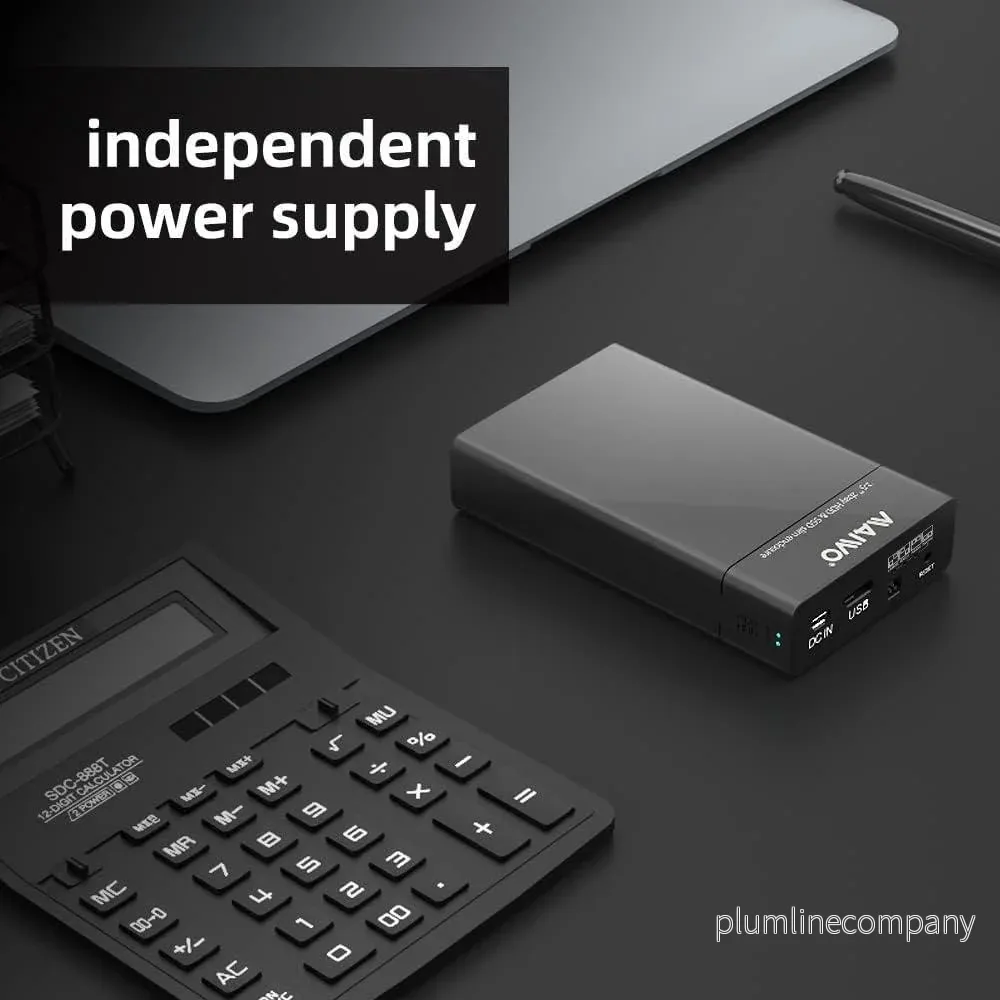 Maiwo K25682 USB 3.2 Gen1 5Gbps extern RAID0, 1, BOD Lagringskabinett 2st 2,5 SATA HDD SSD 7mm, 9,5mm upp till 2 TB, stöd för UASP USB Kabel Typ B- A - Bild 3
