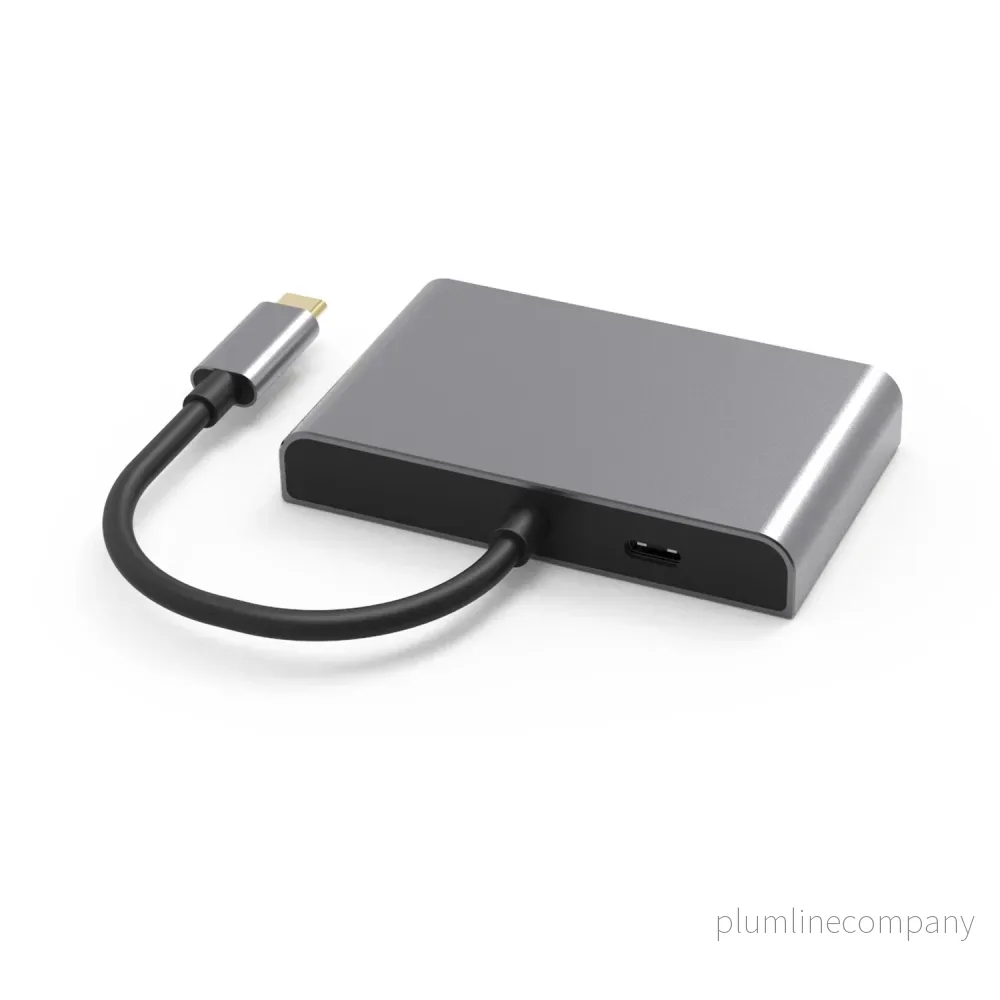 NÖRDIC 1 till 4 USB-C Dockningstation 3 monitorer 2xDP 4K60Hz, 1xHDMI 4K60Hz 1x USB-C PD100W - Bild 2