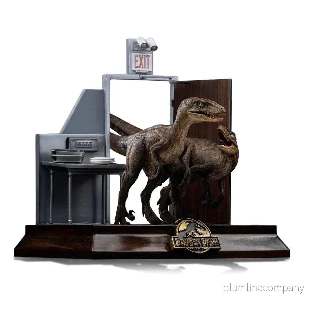 Jurassic Park Konstskala Figur 1/10 Raptors vid Kökets Dörr 28 cm Jurassic Park Konstskala Figur 1/10 Raptors vid Kökets Dörr 28 cm