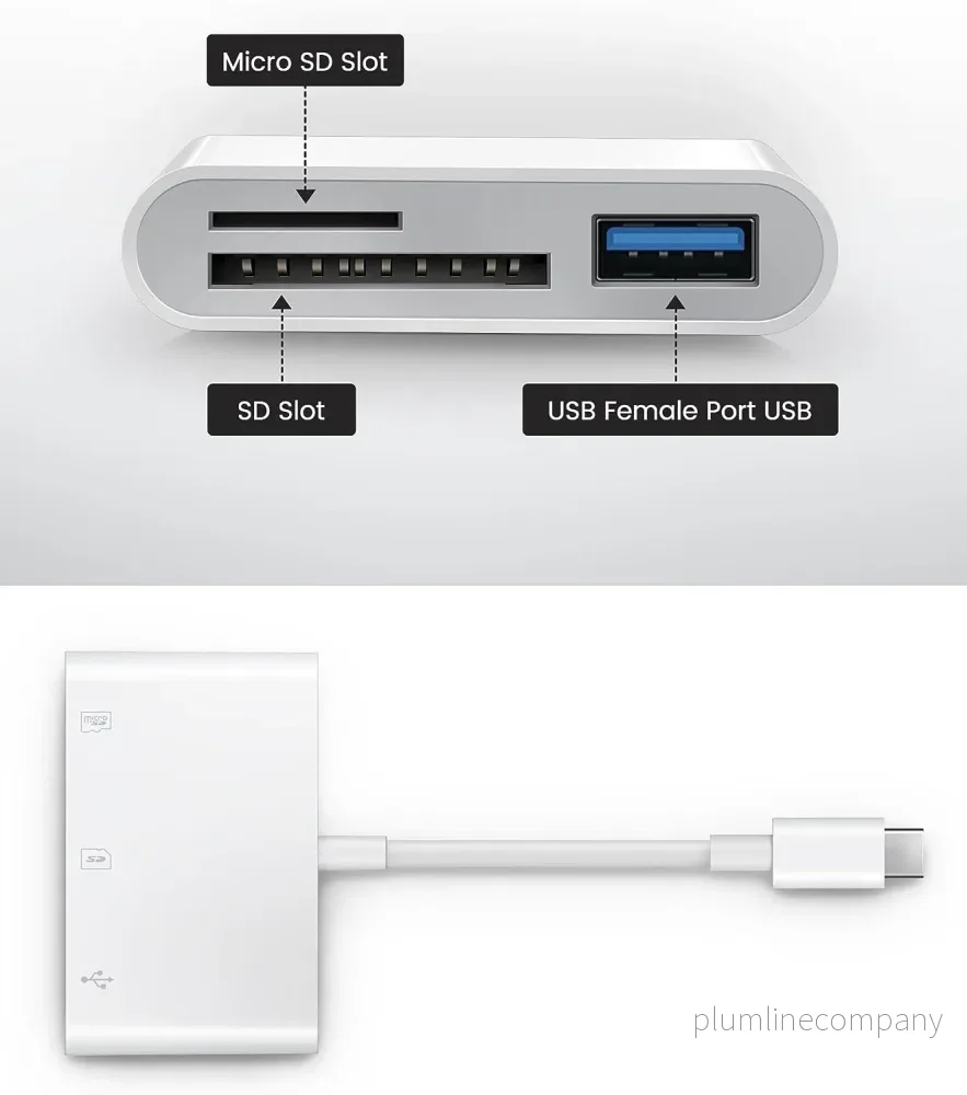 NÖRDIC USB-C Kortläsare 2 Slot SD, MicroSD, 1xUSB-A 3.0 UHS-I - Bild 3