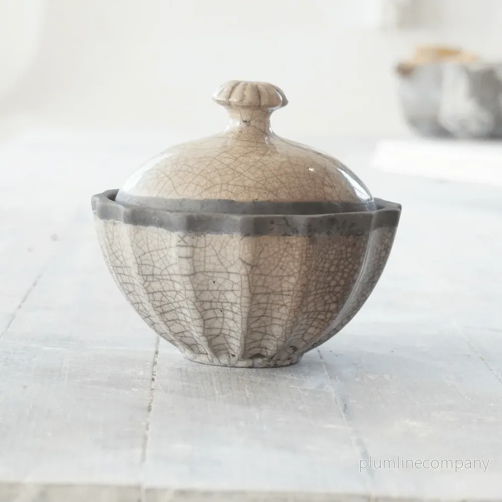 Raku skål med lock - Bild 2
