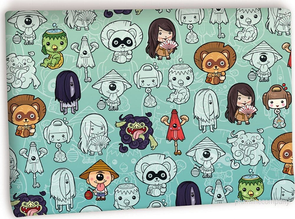 Uchiwa Manga-omslag med Yokai-motiv 21 x 15 cm Uchiwa Manga-omslag med Yokai-motiv 21 x 15 cm