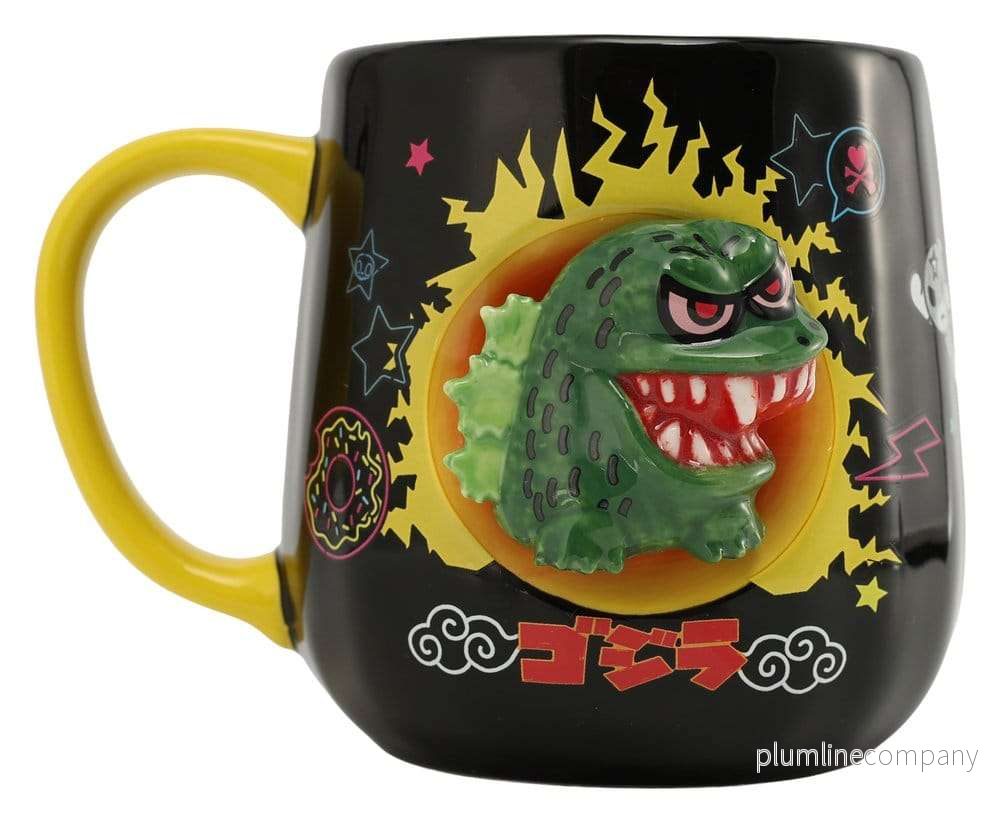 Tokidoki x Godzilla mugg med 2D-relief och figurmotiv