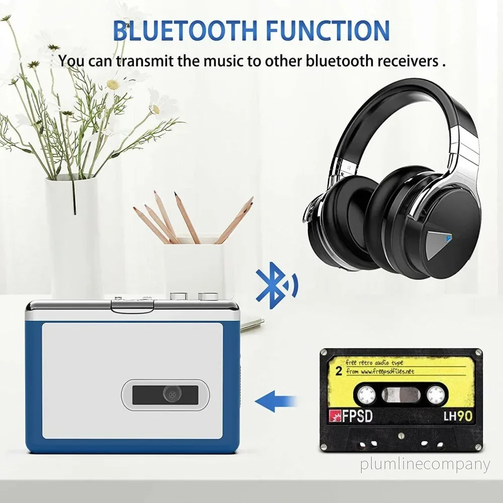 Ezcap Bluetooth-kassettspelare, Walkman-bandspelare med 3,5 mm utgång och hörlurar - Bild 2