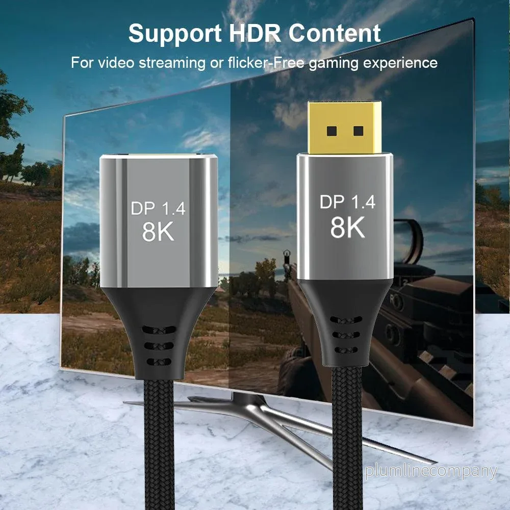 NÖRDIC 1,5m Displayport 1.4 förlängningskabel UHD 8K60Hz 4K144Hz 32,4Gbps 10-bit HDR - Bild 3