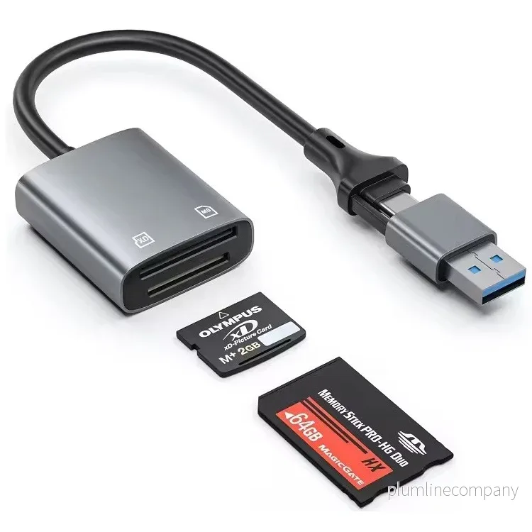 NÖRDIC USB-C/USB-A Kortläsare 2 Slot MS, xD UHS-I NÖRDIC USB-C/USB-A Kortläsare 2 Slot MS, xD UHS-I