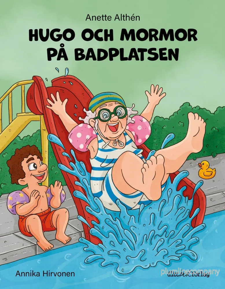 Hugo och mormor på badplatsen Hugo och mormor på badplatsen