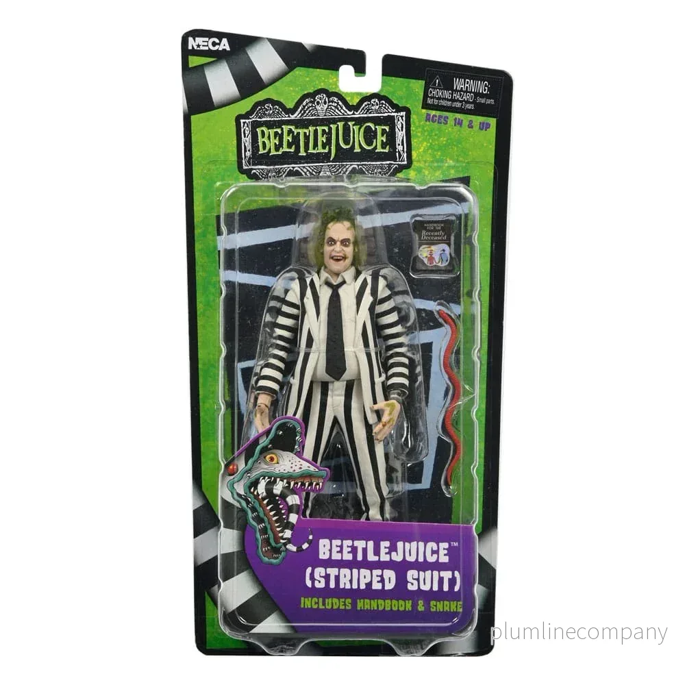 Beetlejuice 1988 Actionfigur i Svart och Vit Randig Kostym 18 cm - Bild 3