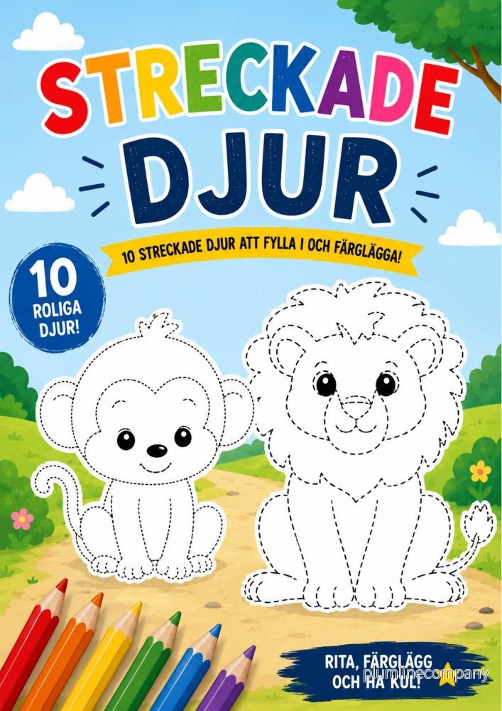 10 streckade djur för barn 10 streckade djur för barn